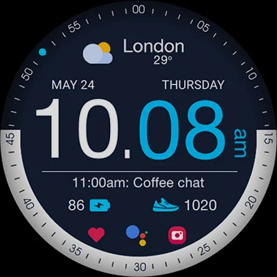 ARS Purpose Digital Fitness APK: Calming Blue Fitness Watch Face