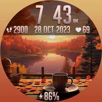 FLW095 Fall Season Time APK: Dynamic Autumn Backgrounds, Fitness Stats & AOD for Wear OS