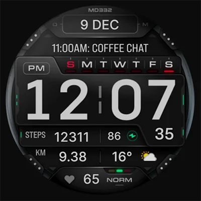 MD332 Digital watch face APK: Wear OS 4 Customizable