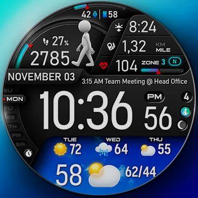 PER23 Digital Watch Face APK: 3D Weather Fitness