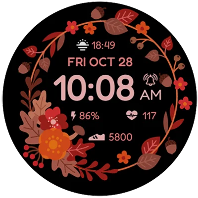 Autumn Floral APK: Wear OS Fall Design, AOD, Complications